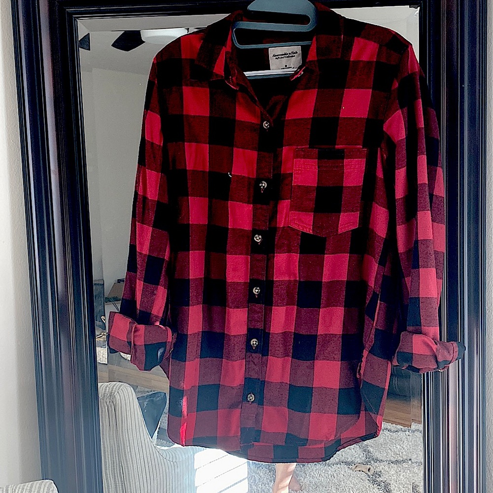 Abercrombie black and red checkered flannel. Size M